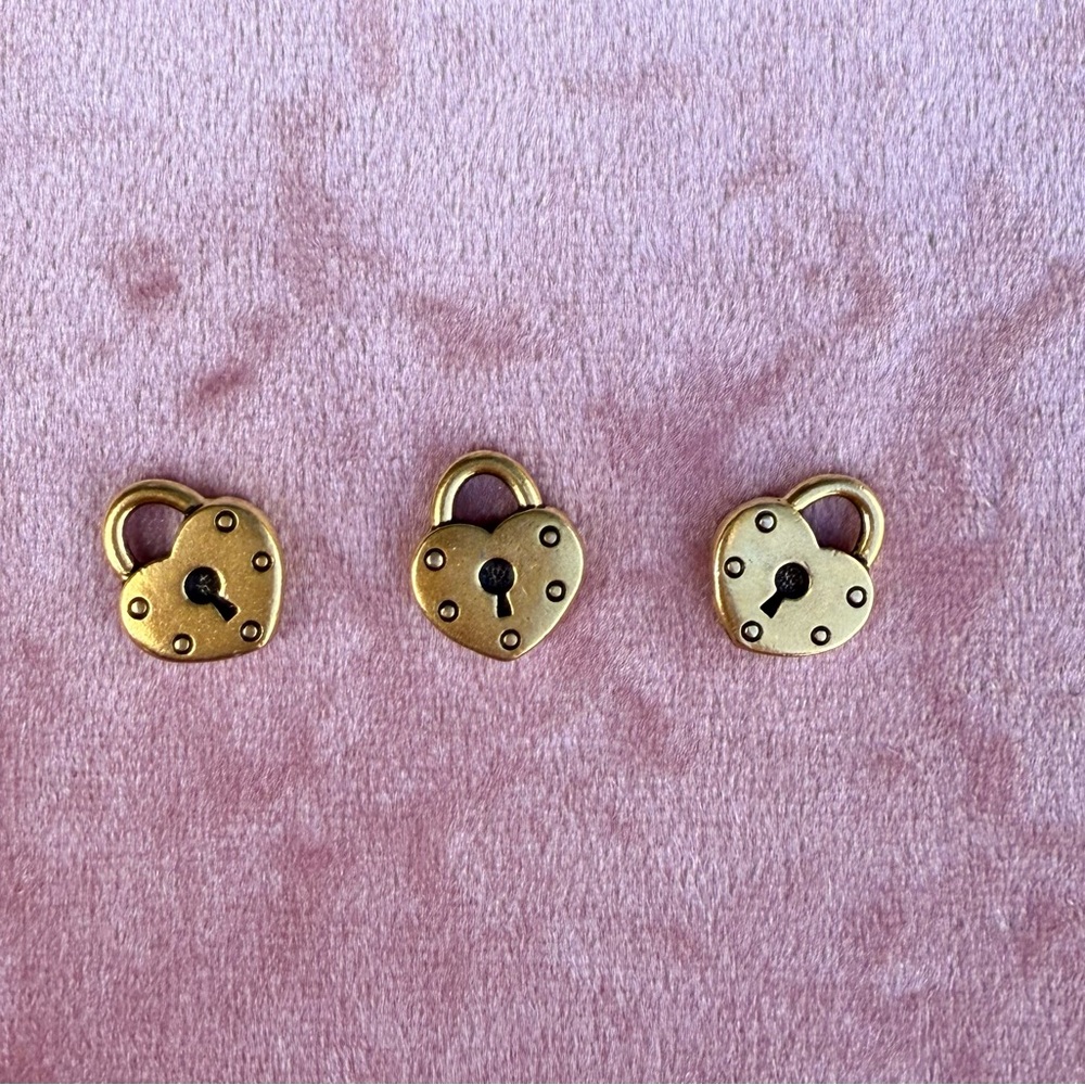 Puffy Heart-Shaped Gold Padlock Charms
